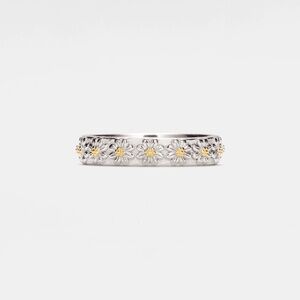 Daisy Flower Band Ring in 925 Sterling Silver